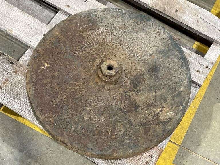MobilOil Gargoyle Vacuum Oil Company Cast Iron Base for Procelain Lollipop Sign image