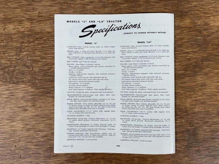 (3) John Deere Sale Literature Reprints