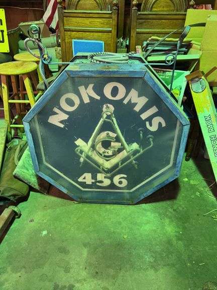 Nokomis, IL Masonic Lodge Double Sided Neon Sign