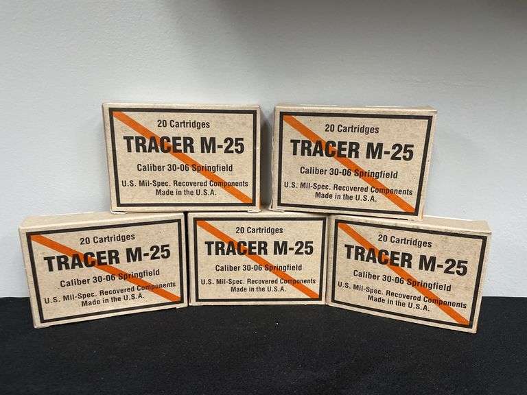 (5)-Boxes of 20 Each (100 Rounds) Tracer M-25 Caliber 30.06 Springfield image