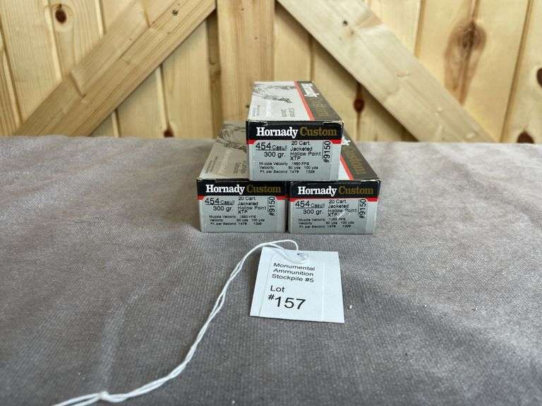 3 Boxes Hornady Custom 300 Gr. JHP/XTP .454 Casull