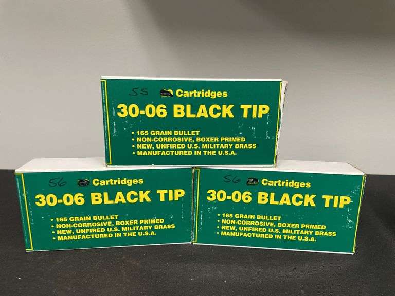 (3)-Boxes (167 Rounds) 30.06 Black Tip Ammo image