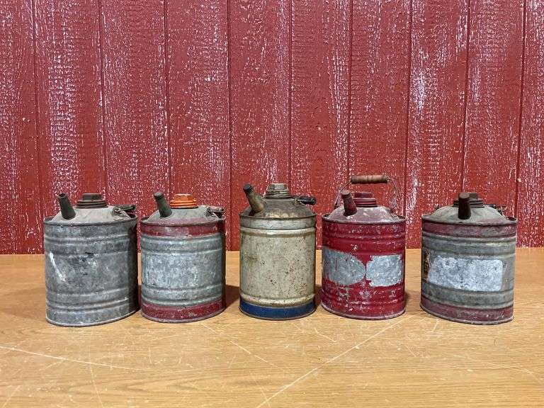 (5) Vintage 1 Gallon Fuel Cans image