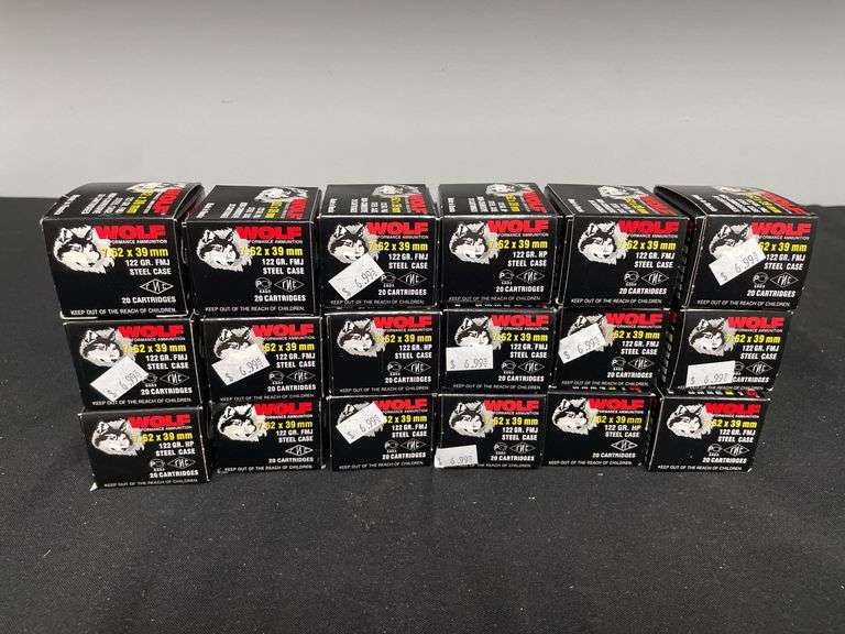 (18)-Boxes (359 Rounds) Wolf 7.62 x 39 MM