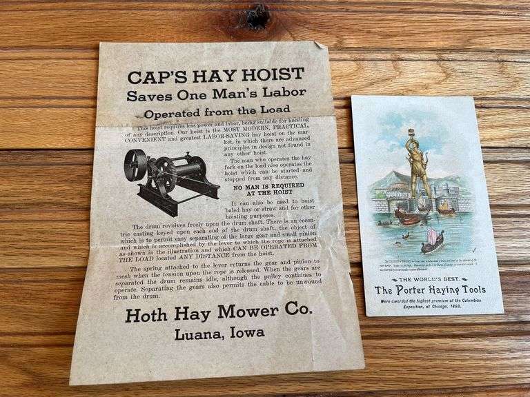 (2) Hay Tools Trade Card + Advertising image