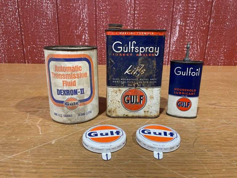(3) Gulf Oil and Lubricant Cans image