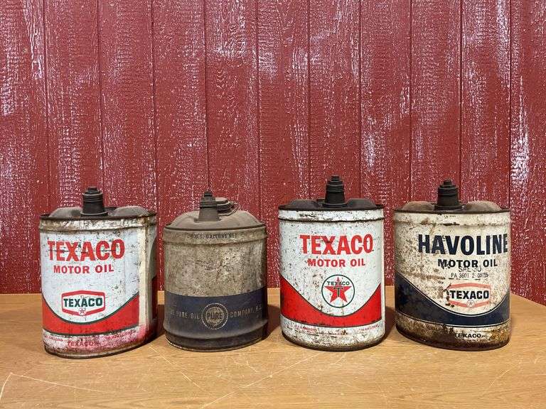 Texaco and Pure Oil Motor Oil Cans image