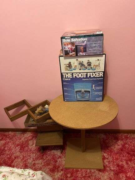 Wooden Table, Shelf, and Doll Bench