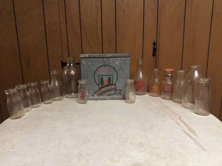 (14) Dairy Bottles and Cooler image