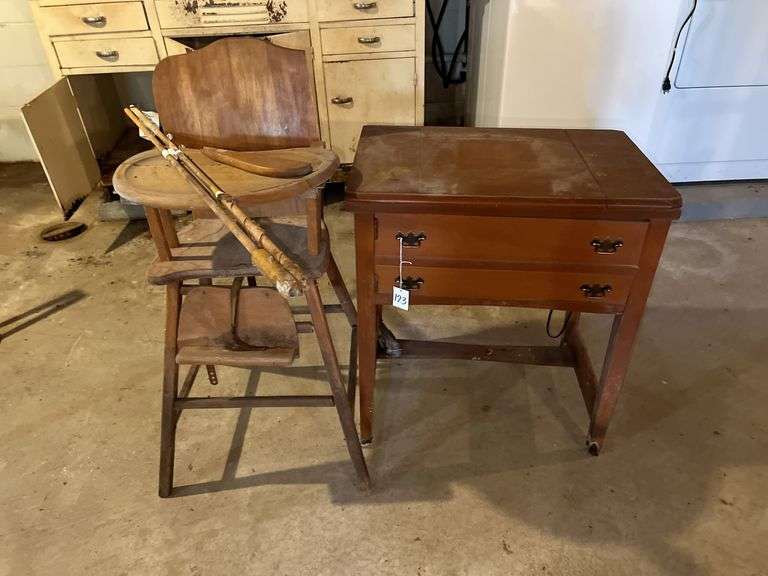 Sewing Machine Table and Vintage Highchair image