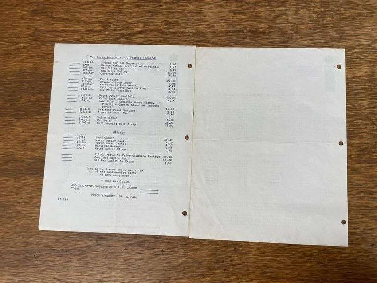 IHC Manuals + Parts Lists