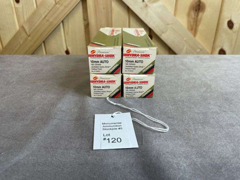 4 Boxes Federal Premium Hydra-Shok 180 Gr. JHP 10mm Auto