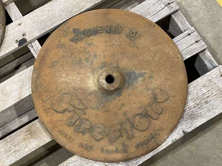 Cast Iron Firestone Tires Lollipop Sign Base image