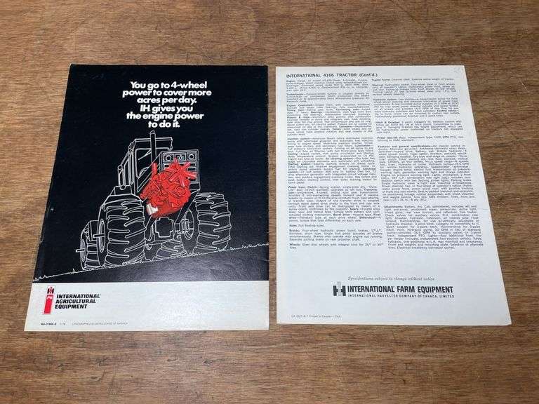 (2) IH 4wd Tractors Sales Literature