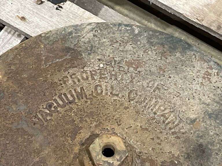 MobilOil Gargoyle Vacuum Oil Company Cast Iron Base for Procelain Lollipop Sign