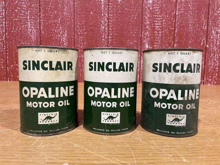(3) NOS Sinclair Opaline Motor Oil Cans image