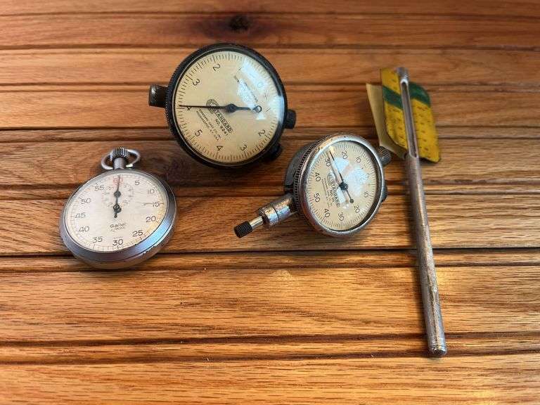 (4) John Deere Dial Gauges, Thermometer, + Stop Watch image