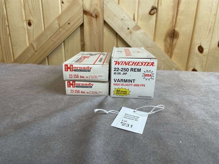 2 Boxes Hornady 60 Gr. SP, 1 Box Winchester 45 Gr. JHP .22-250
