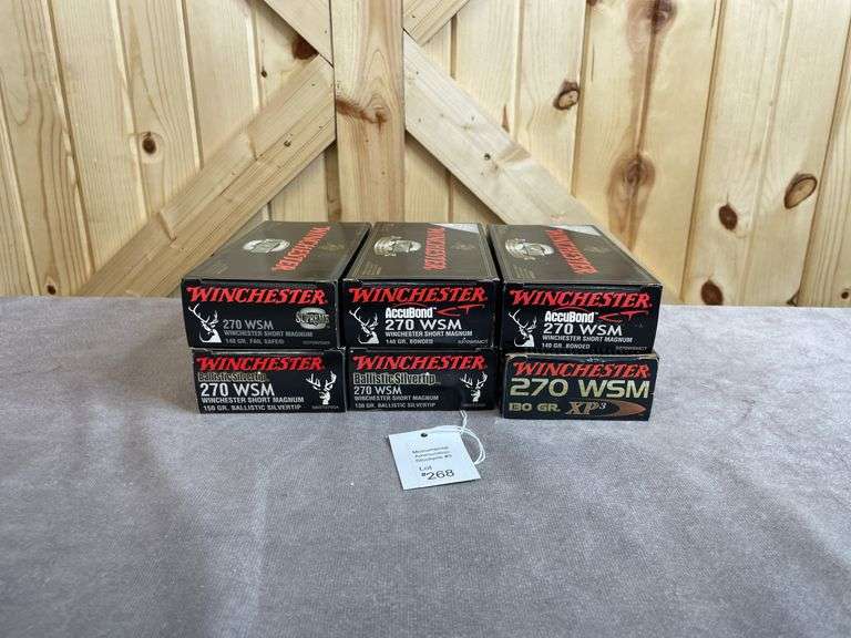 6 Boxes Winchester 130, 140, 150 XP3, BST, Bonded, Failsafe .270 WSM