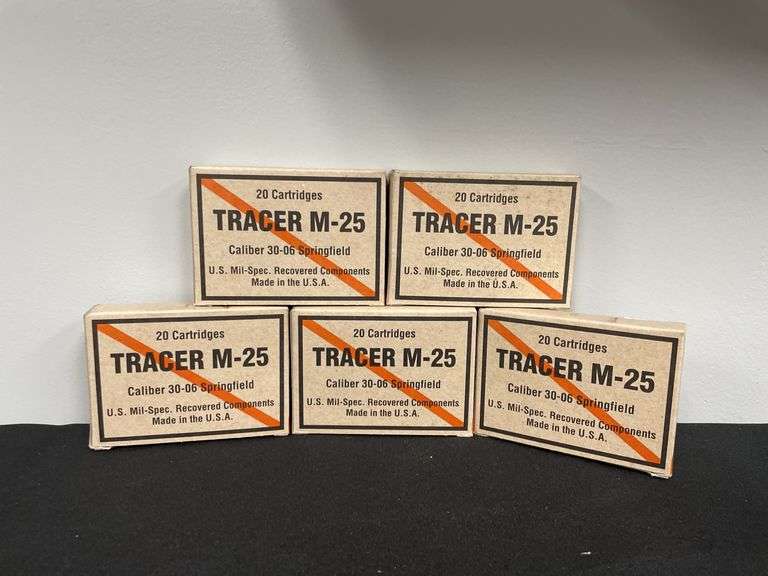 (5)-Boxes of 20 Each (100 Rounds) Tracer M-25 Caliber 30.06 Springfield image