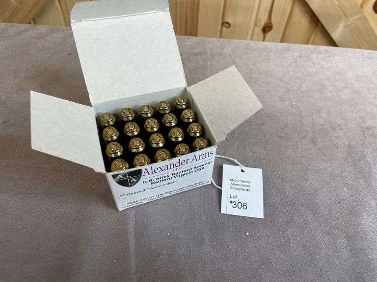2 Boxes Alexander Arms 334-Gr. JHP .50 Beowulf