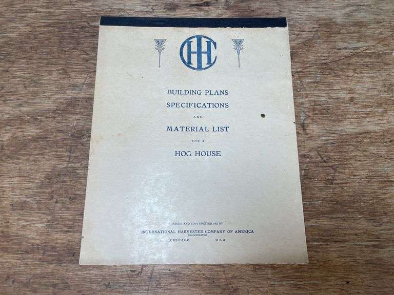 1912 IHC Hog House Building Plans image