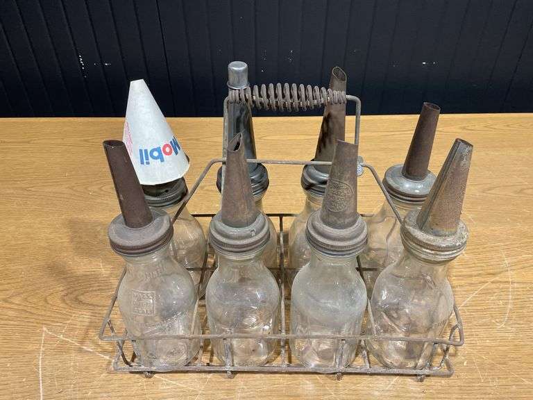 (8) Glass Oil Bottles with Carrier