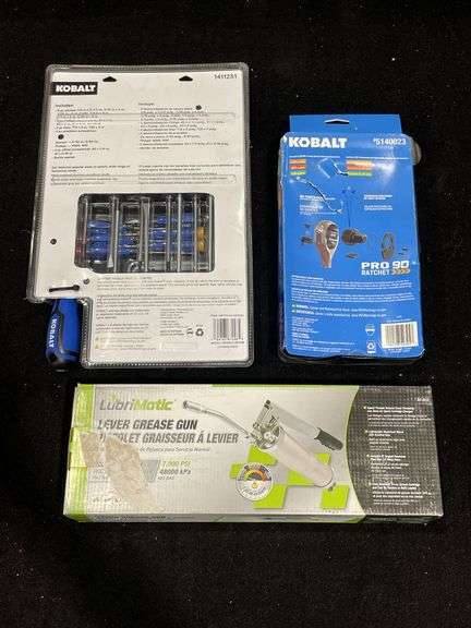 (3) Screwdrivers, Ratchets, Grease Gun NIB