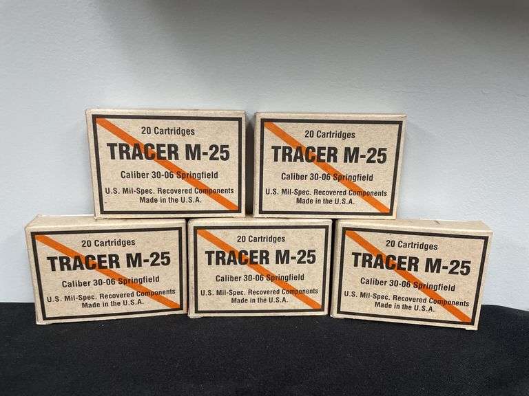 (5)-Boxes of 20 Each (100 Rounds) Tracer M-25 Caliber 30.06 Springfield image
