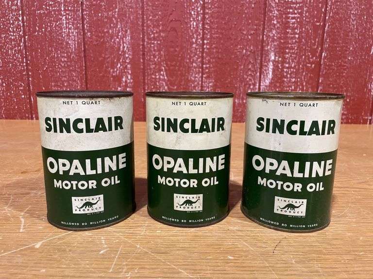 (3) NOS Sinclair Opaline Motor Oil Cans image