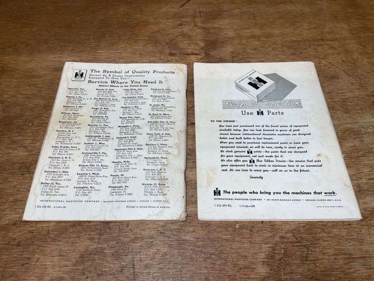 (2) Farmall 706 + 806 Operators Manuals