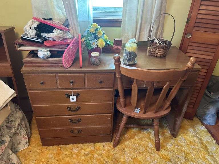 Desk, Chair, and Contents image