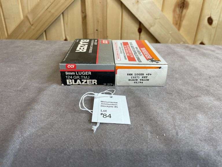1 Box Winchester 127 Gr. SXT +P+ & 1 Box CCI Blazer 124 Gr. TMJ  9mm