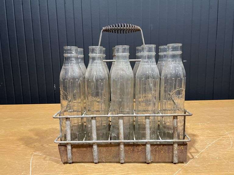 (10) Shell Embossed Glass Oil Bottles with Carrier image