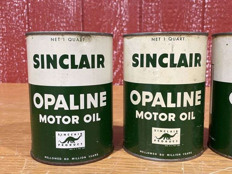 (5) NOS Sinclair Opaline Motor Oil Cans