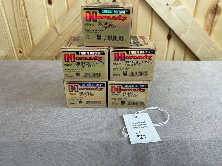 5 Boxes Hornady Critical Defense 110 Gr. FTX +P .38 Special