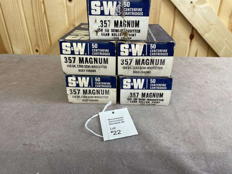 Rare! 5 Boxes S&W 158 Gr. Lead SWC/HP .357 Magnum