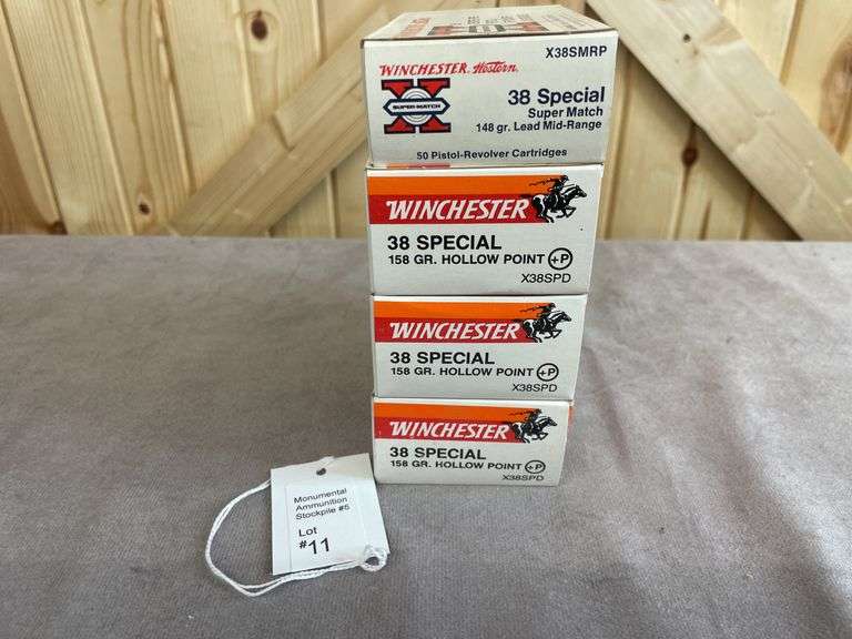 4 Boxes Winchester 158 & 148 Gr. HP/Lead +P .38 Special