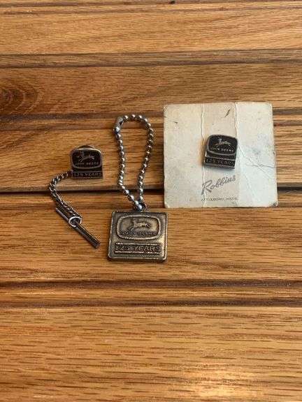 (3) John Deere 125 Years Pin, Charm, Tie Chain image