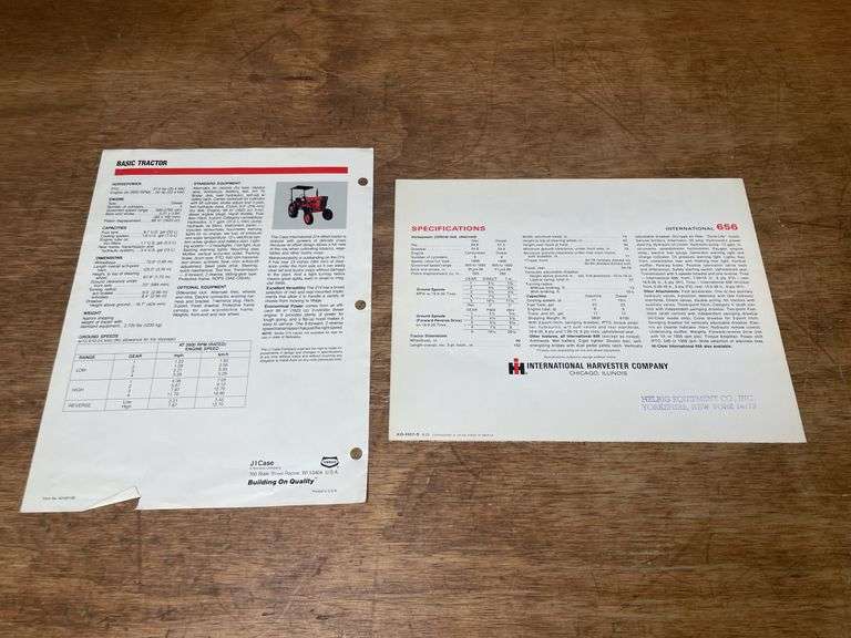 (2) IH Tractor Sales Literature