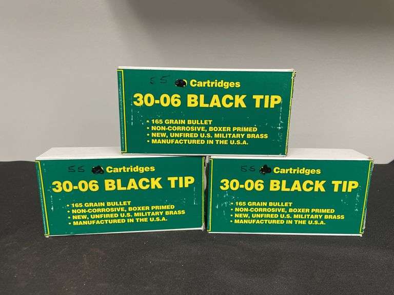 (3)-Boxes (165 Rounds) 30.06 Black Tip Ammo image