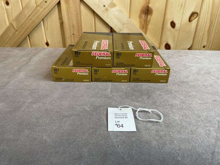 5 Boxes Federal Premium 150 Gr. JHP .357 SIG