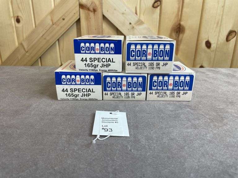 5 Boxes Cor-Bon 165 Gr. JHP .44 Special
