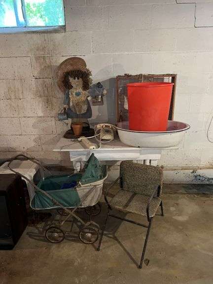 Vintage Chair and Buggy, Old TVs, and More image