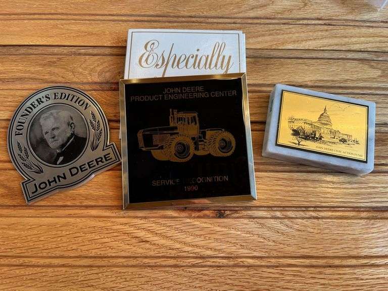(3) John Deere Coaster, Plaque, Paperweight image