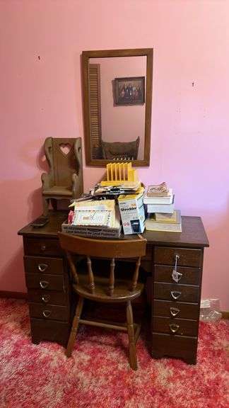 Desk, Chair, and Mirror
