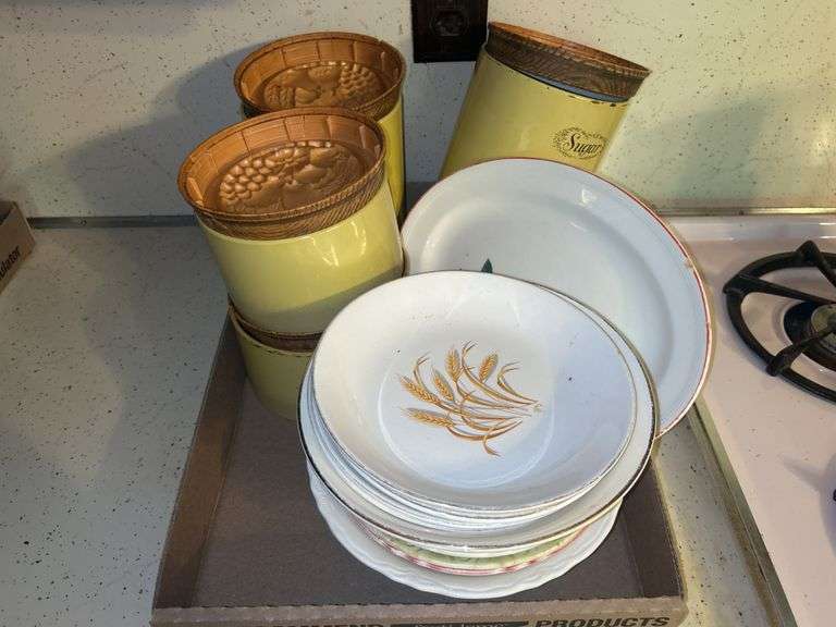 Vintage Canisters & Assorted Bowls/Plates