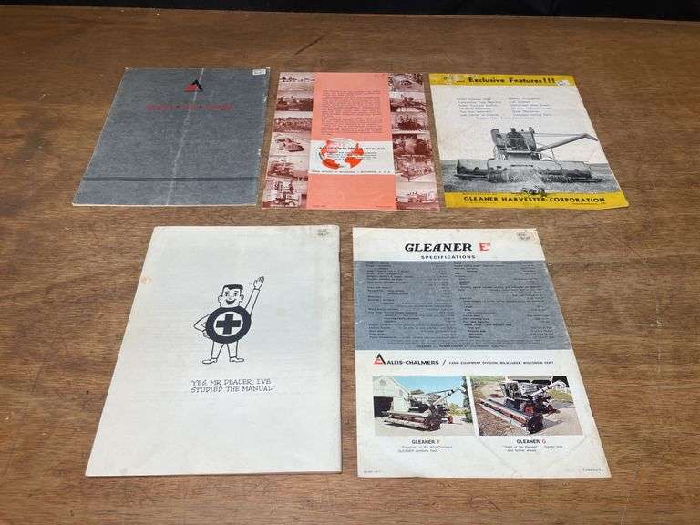 (5) AC Gleaner Combine Sales Literature + Manual