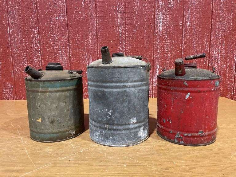 (3) Vintage 1 Gallon Fuel Cans image