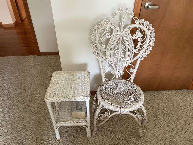 Wicker Chair and Side Table